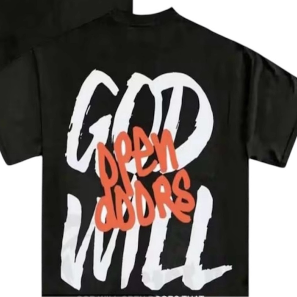 NWT!!!Black Tee with Orange & white Graphics